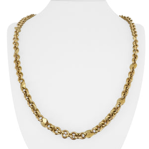 18k Yellow Gold 42.2g Heavy Circle Station Cable Link Chain Necklace Italy 24"