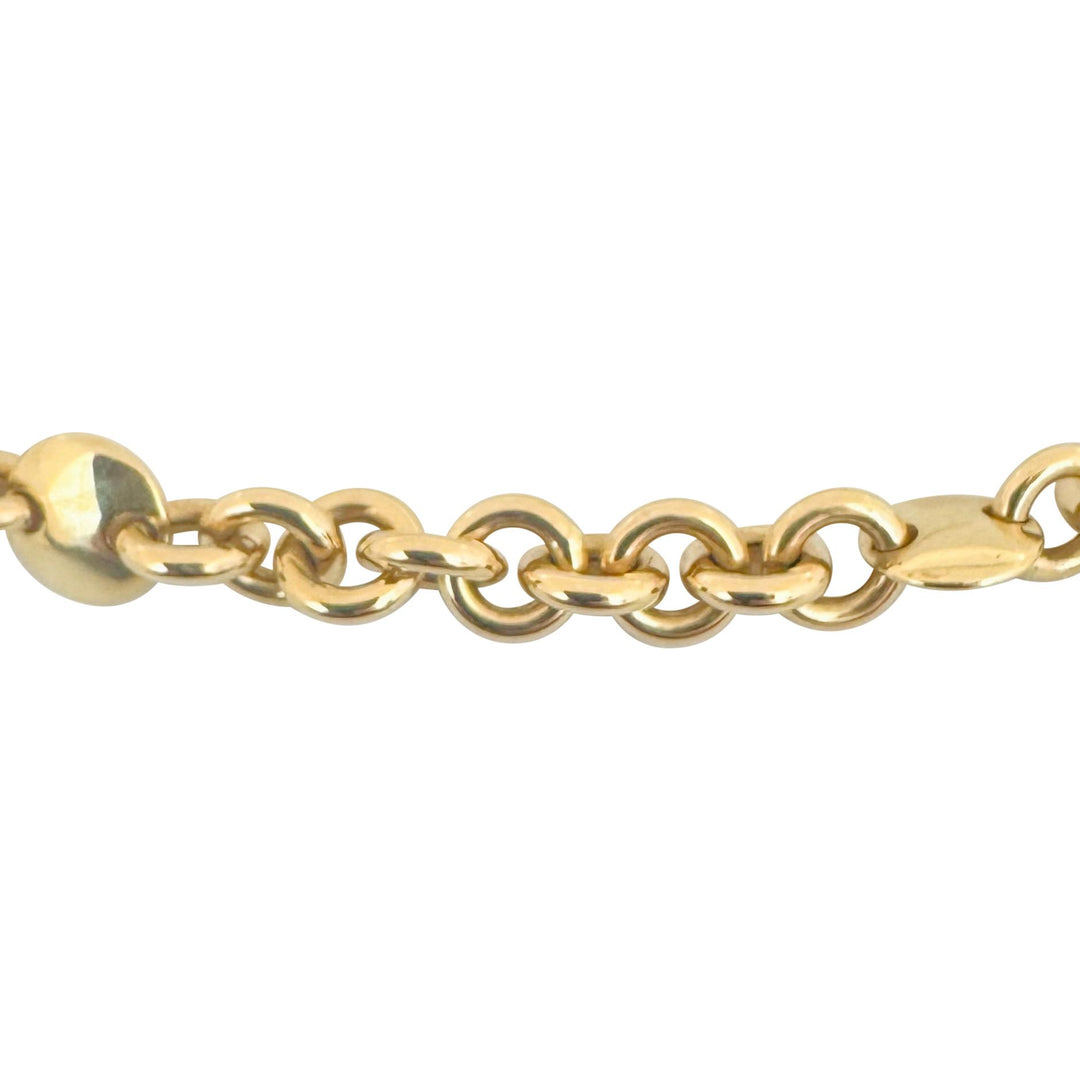 18k Yellow Gold 42.2g Heavy Circle Station Cable Link Chain Necklace Italy 24"