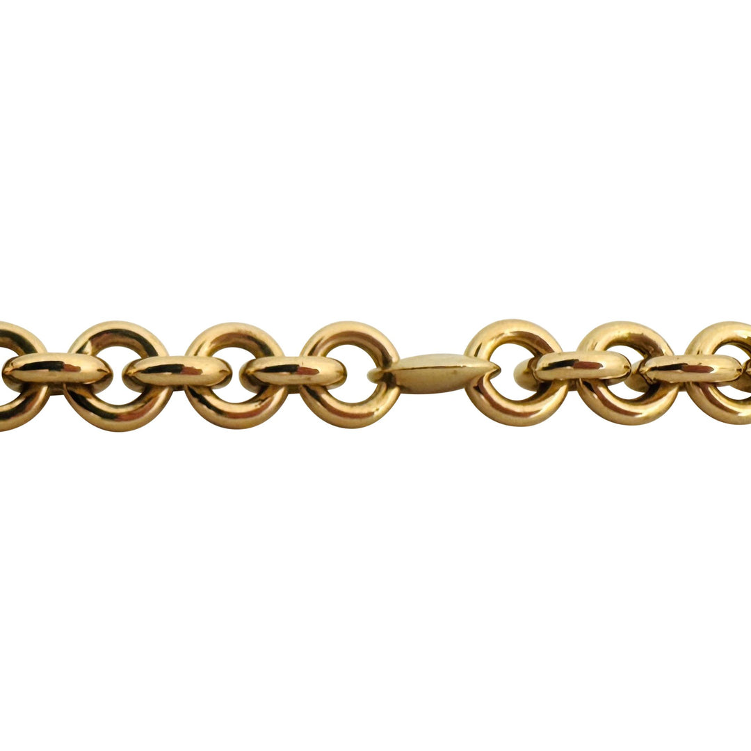 18k Yellow Gold 42.2g Heavy Circle Station Cable Link Chain Necklace Italy 24"