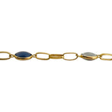 18k Yellow Gold 19g Ladies Multi Cabochon Gemstone Cable Link Necklace Italy 28"
