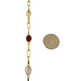 18k Yellow Gold 19g Ladies Multi Cabochon Gemstone Cable Link Necklace Italy 28"