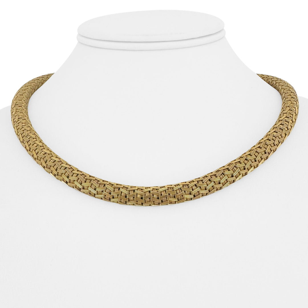 18k Yellow Gold 76g Solid Heavy Vintage Woven Mesh Necklace Italy 18"