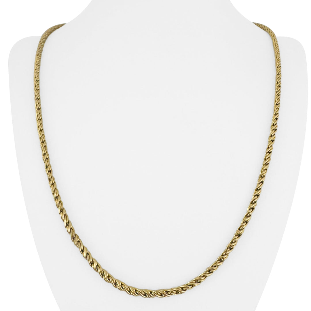 18k Yellow Gold 38.3g Solid Heavy 3mm Vintage Twisted Link Necklace Italy 24"