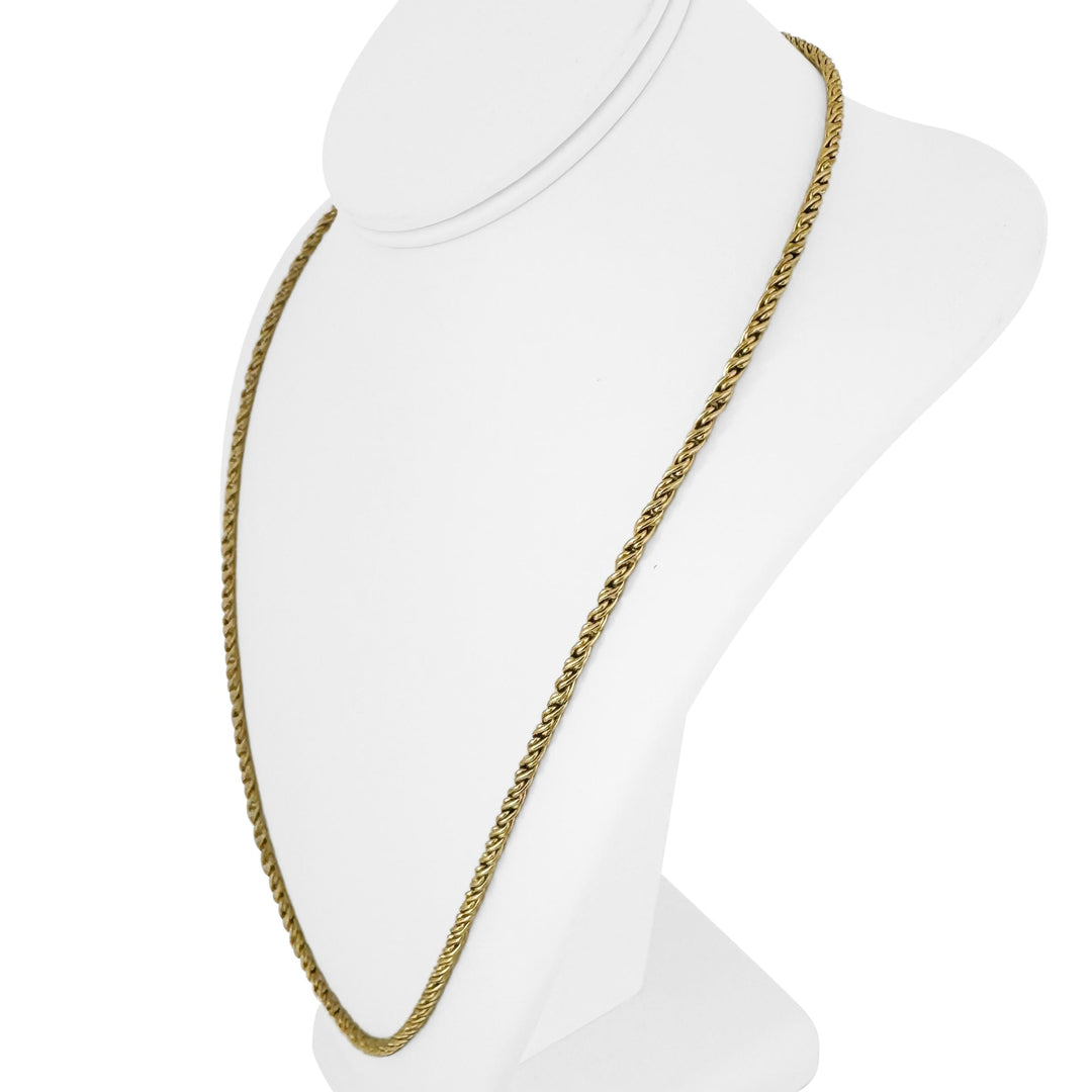 18k Yellow Gold 38.3g Solid Heavy 3mm Vintage Twisted Link Necklace Italy 24"