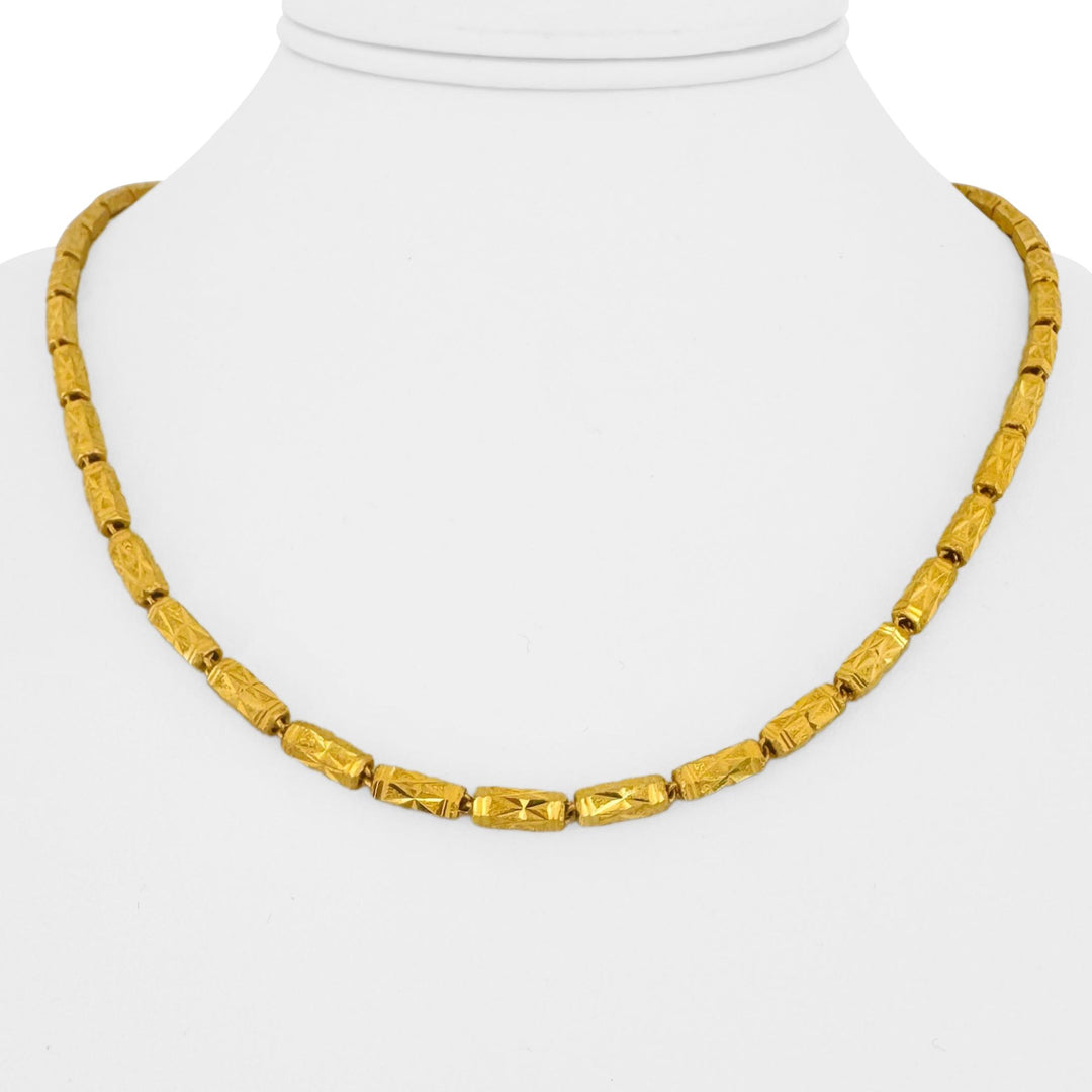 24k Pure Yellow Gold 18.7g Diamond Cut 4mm Barrel Link Chain Necklace 18"