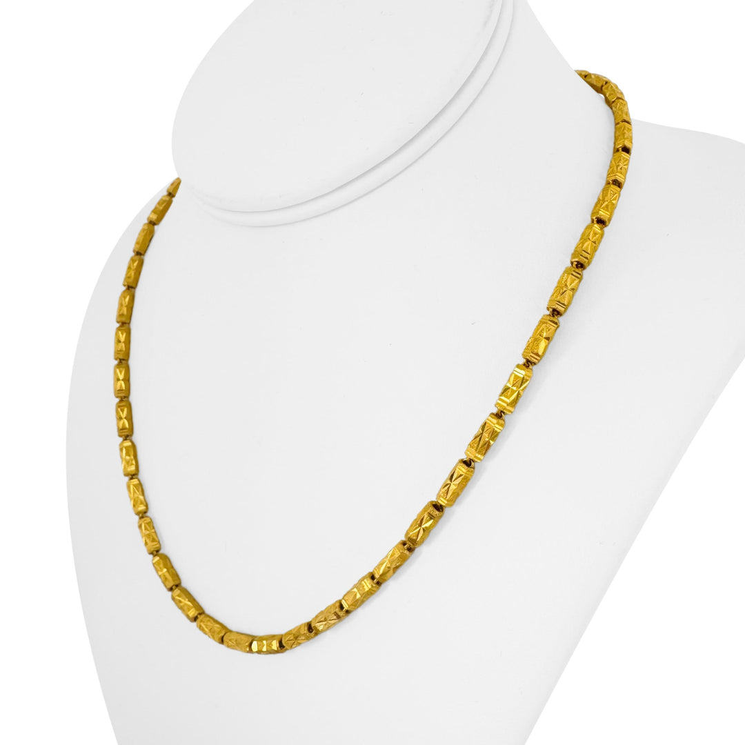 24k Pure Yellow Gold 18.7g Diamond Cut 4mm Barrel Link Chain Necklace 18"