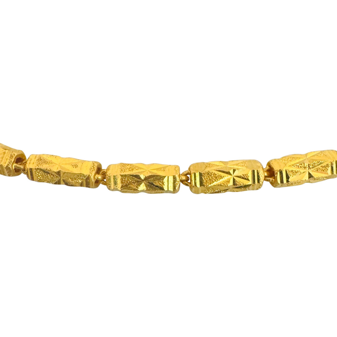 24k Pure Yellow Gold 18.7g Diamond Cut 4mm Barrel Link Chain Necklace 18"