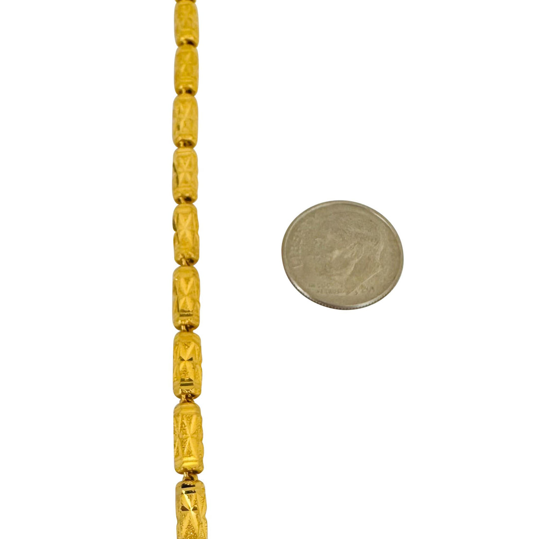 24k Pure Yellow Gold 18.7g Diamond Cut 4mm Barrel Link Chain Necklace 18"