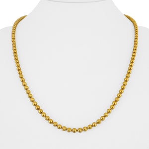 24k Pure Yellow Gold 24.8g Solid Heavy 3.5mm Ball Bead Necklace 20"