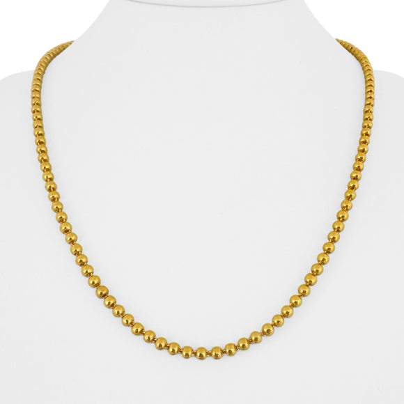 24k Pure Yellow Gold 24.8g Solid Heavy 3.5mm Ball Bead Necklace 20