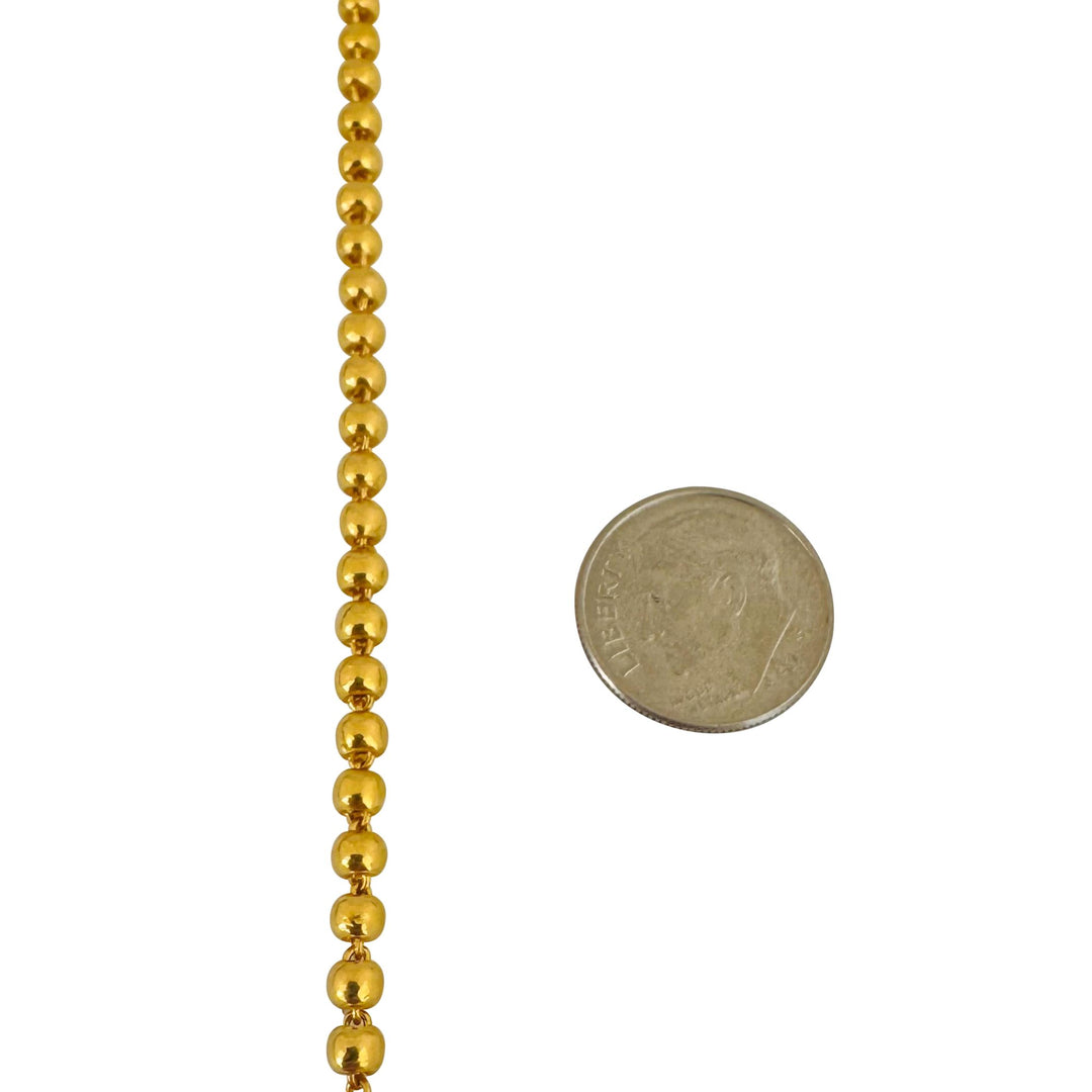 24k Pure Yellow Gold 24.8g Solid Heavy 3.5mm Ball Bead Necklace 20"