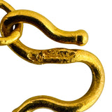 24k Pure Yellow Gold 11.8g Diamond Cut 4mm Barrel Link Heart Charm Bracelet 7"