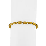 24k Pure Yellow Gold 11.8g Diamond Cut 4mm Barrel Link Heart Charm Bracelet 7"