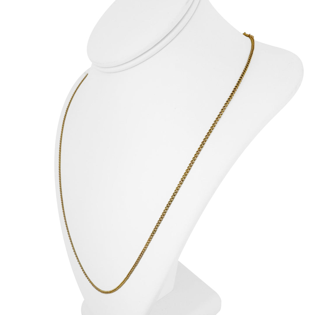 19k Portuguese Yellow Gold 6g Solid Thin 2mm Curb Link Chain Necklace 23"