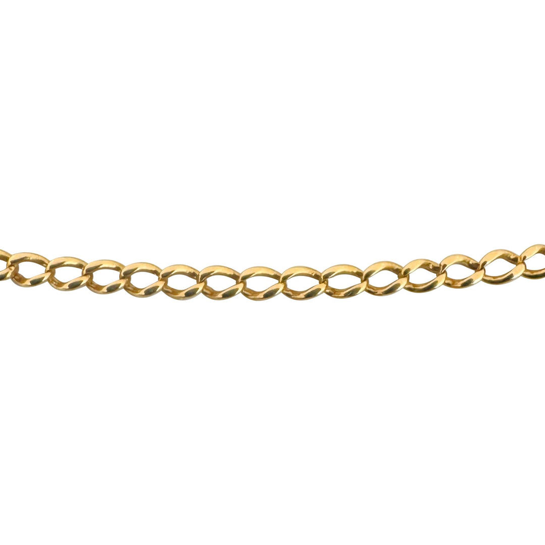 19k Portuguese Yellow Gold 6g Solid Thin 2mm Curb Link Chain Necklace 23"
