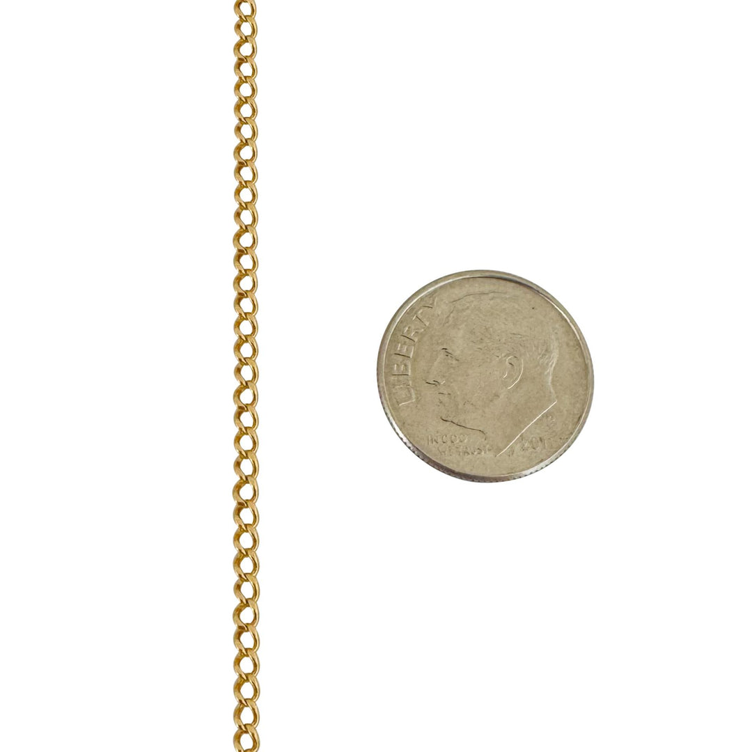 19k Portuguese Yellow Gold 6g Solid Thin 2mm Curb Link Chain Necklace 23"