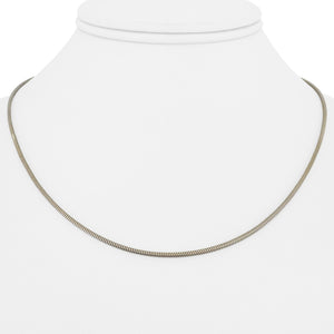 18k White Gold 4.2g Solid Thin 1.5mm Squared Snake Link Necklace Italy 17"