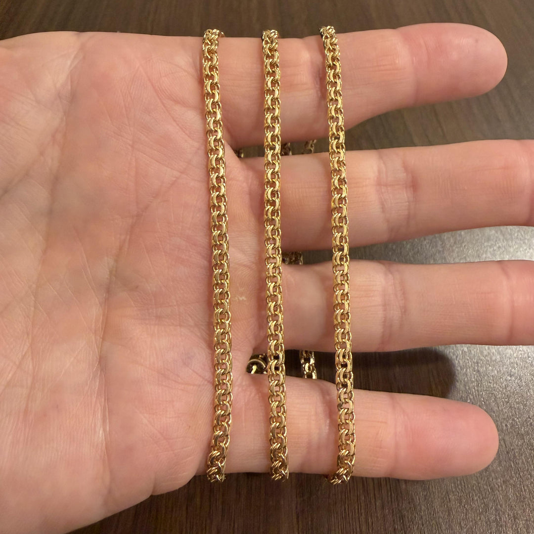 19k Portuguese Yellow Gold 24.3g Solid 3.5mm Double Curb Link Chain Necklace 28"