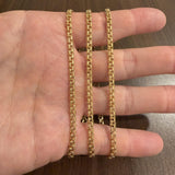 19k Portuguese Yellow Gold 24.3g Solid 3.5mm Double Curb Link Chain Necklace 28"