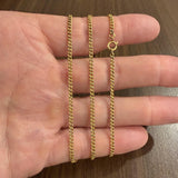 19k Portuguese Yellow Gold 7.4g Hollow Thin 2.5mm Curb Link Chain Necklace 24"