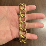 18k Yellow Gold 50.7g Vintage Heavy Thick 22mm Curb Link Bracelet Italy 8"