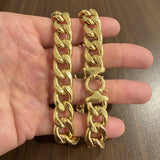 18k Yellow Gold 71.5g Heavy Thick Semi Solid Curb Link Chain Necklace Italy 19"