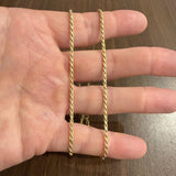18k Yellow Gold 13g Solid Diamond Cut 2.2mm Rope Chain Necklace Italy 20"
