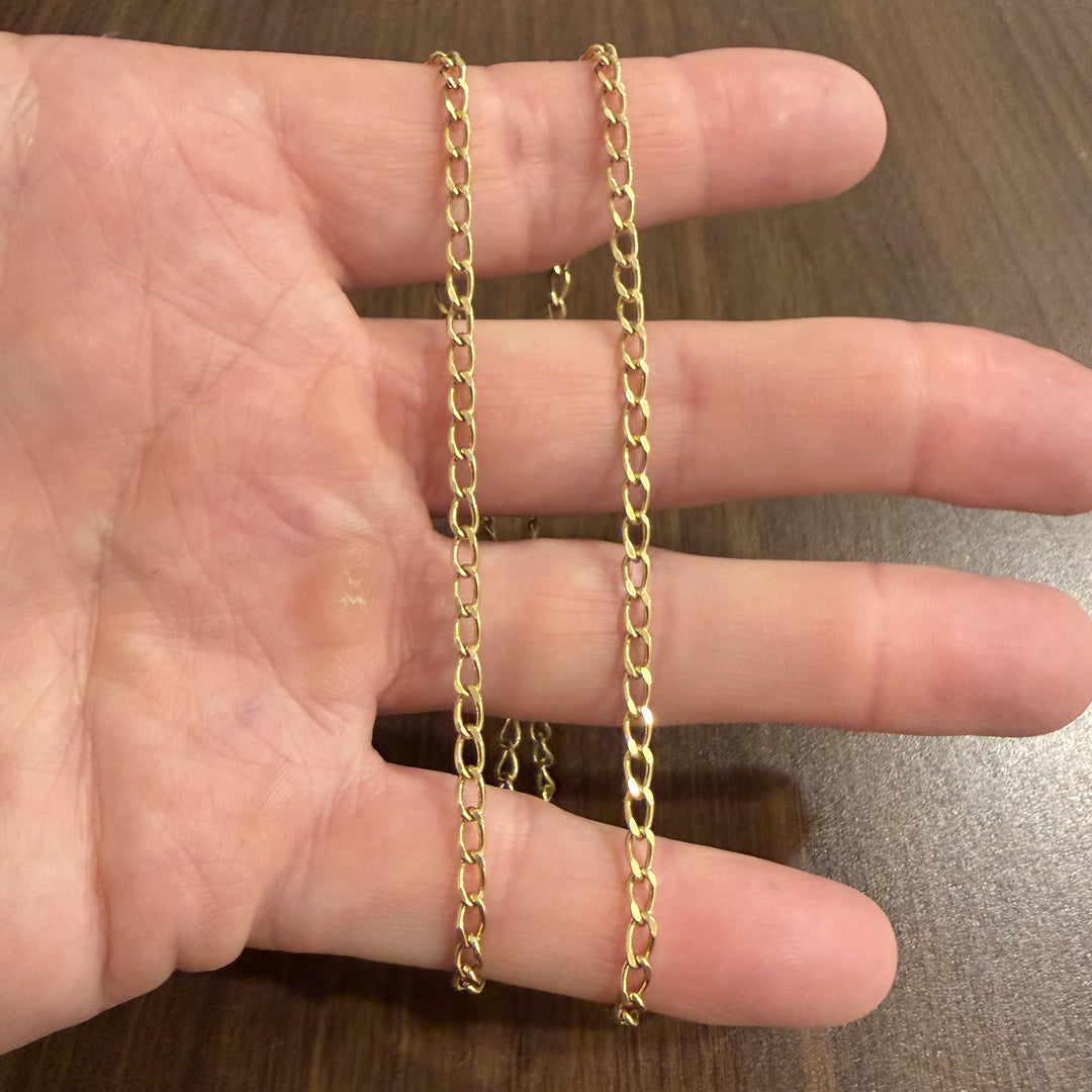 18k Yellow Gold 11.7g Solid Vintage 3mm Curb Link Chain Necklace Italy 20"