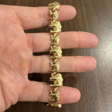 14k Yellow Gold 14g Ladies Polished Elephant Charm Link Bracelet 7.25"