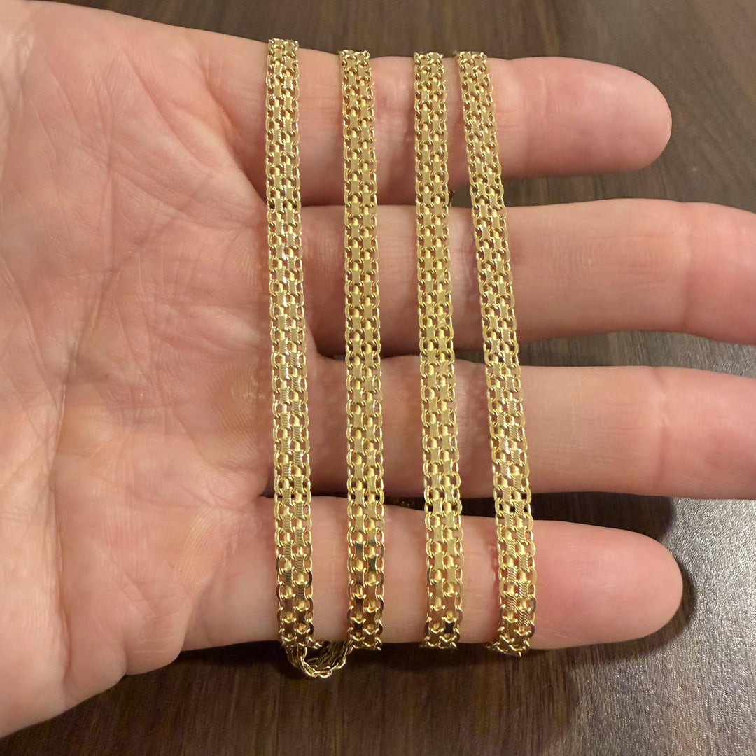 14k Yellow Gold 22.8g Solid Long 5mm Bismark Link Mesh Necklace Italy 36"