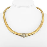 18k Yellow Gold and Diamonds 51.2g Vintage Woven Station Necklace Italy 18"