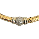 18k Yellow Gold and Diamonds 51.2g Vintage Woven Station Necklace Italy 18"