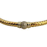 18k Yellow Gold and Diamonds 51.2g Vintage Woven Station Necklace Italy 18"