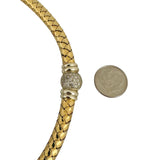 18k Yellow Gold and Diamonds 51.2g Vintage Woven Station Necklace Italy 18"