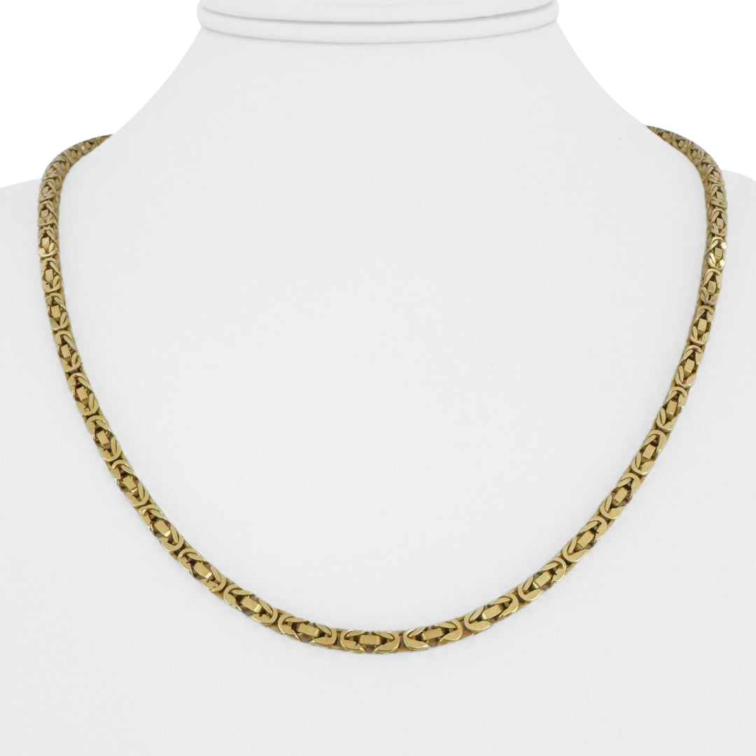 14k Yellow Gold 32.4g Solid Heavy 3mm Squared Byzantine Link Necklace 20"