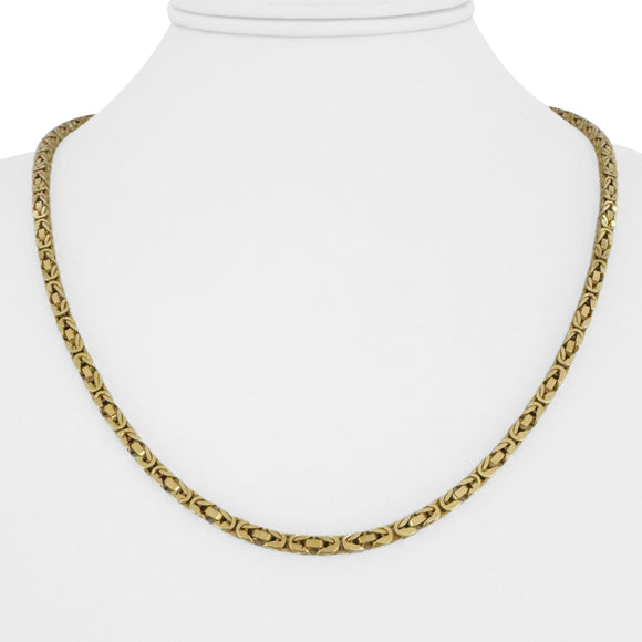 14k Yellow Gold 32.4g Solid Heavy 3mm Squared Byzantine Link Necklace 20