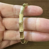14k Yellow Gold 17.6g Solid Satin Finish Bamboo Bangle Bracelet 6.85"