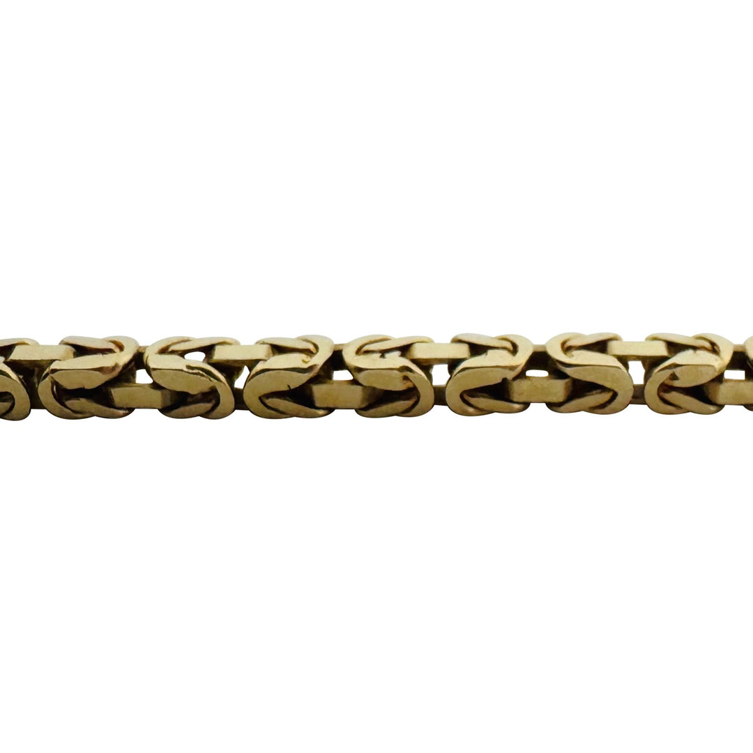14k Yellow Gold 32.4g Solid Heavy 3mm Squared Byzantine Link Necklace 20"