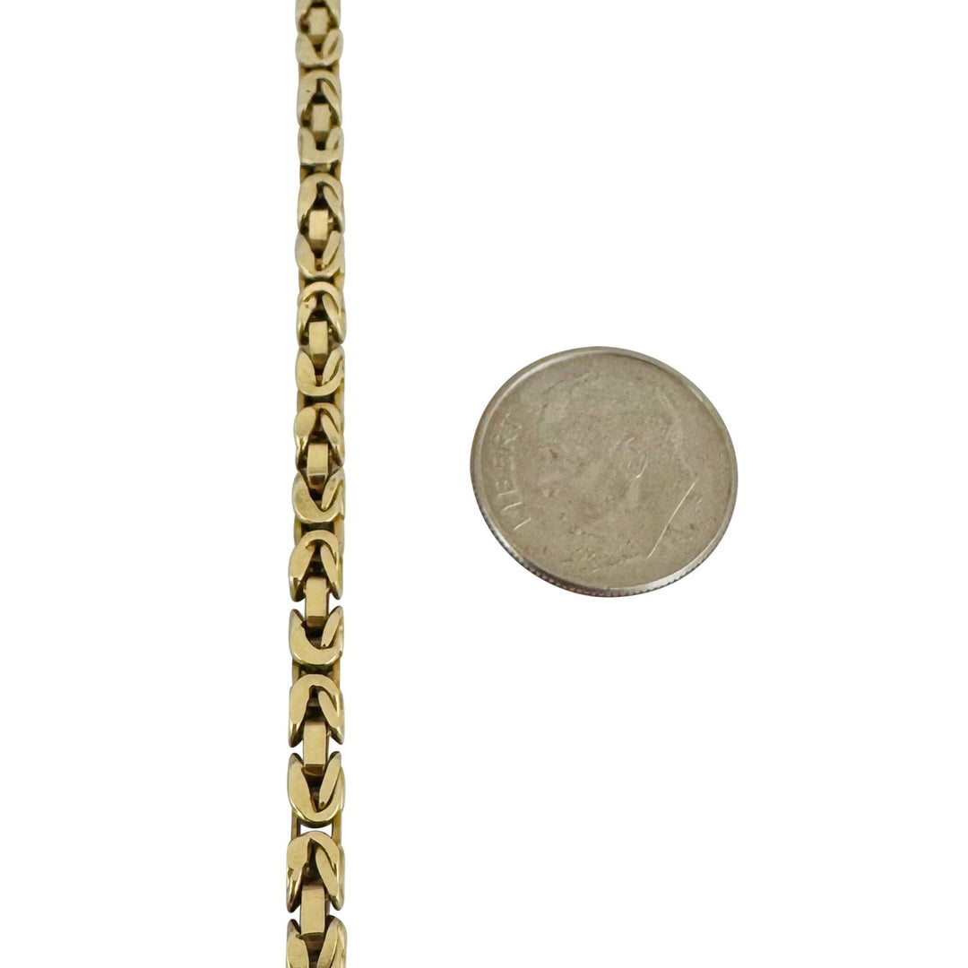 14k Yellow Gold 32.4g Solid Heavy 3mm Squared Byzantine Link Necklace 20"