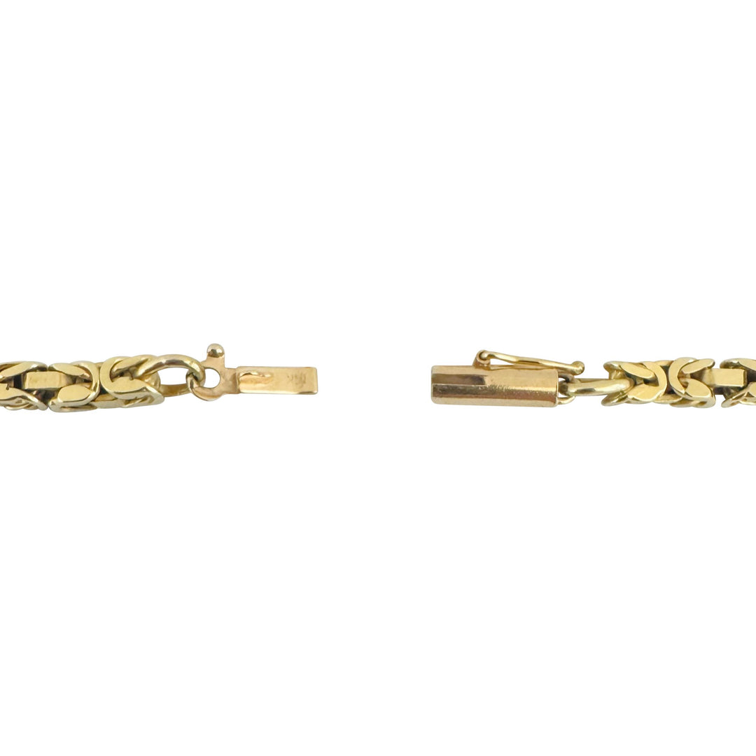 14k Yellow Gold 32.4g Solid Heavy 3mm Squared Byzantine Link Necklace 20"