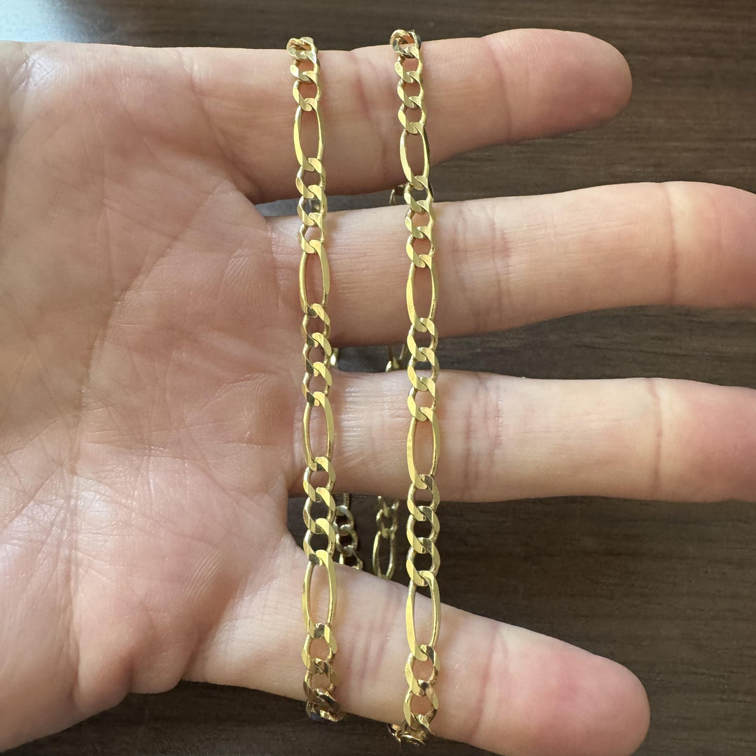 14k Yellow Gold 16.6g Solid 4.5mm Figaro Link Chain Necklace 22"