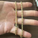 14k Yellow Gold 40.8g Solid Heavy 3.2mm Squared Byzantine Link Necklace 22"