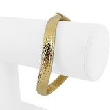 14k Yellow Gold 15.8g Ladies Textured Curved Bangle Bracelet Italy 6.75"