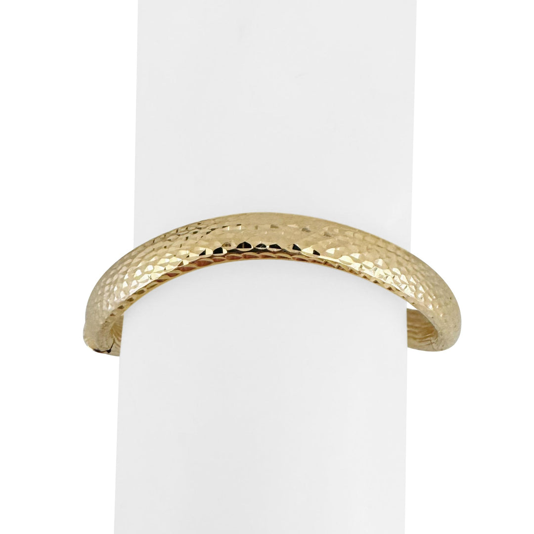 14k Yellow Gold 15.8g Ladies Textured Curved Bangle Bracelet Italy 6.75"