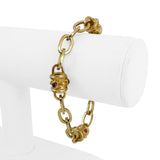 14k Yellow Gold 31.2g Mulit Gemstone Oval Link Station Toggle Bracelet 7.5"