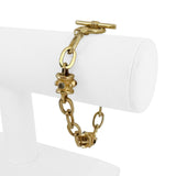 14k Yellow Gold 31.2g Mulit Gemstone Oval Link Station Toggle Bracelet 7.5"