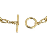 14k Yellow Gold 31.2g Mulit Gemstone Oval Link Station Toggle Bracelet 7.5"