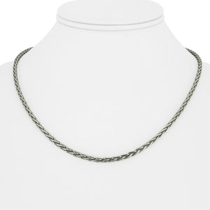 14k White Gold 17g Solid Heavy 3mm Wheat Link Chain Necklace 18"