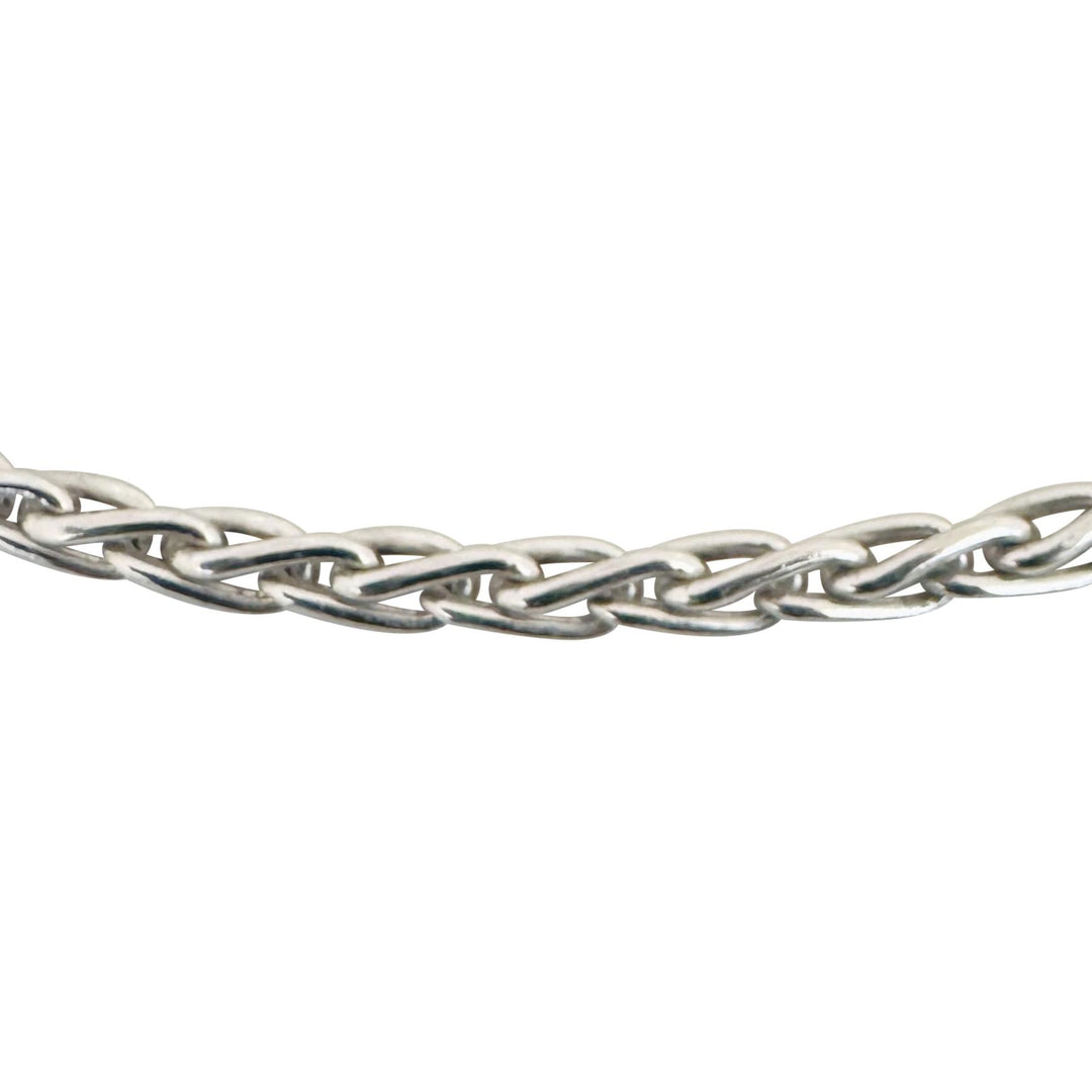 14k White Gold 17g Solid Heavy 3mm Wheat Link Chain Necklace 18"