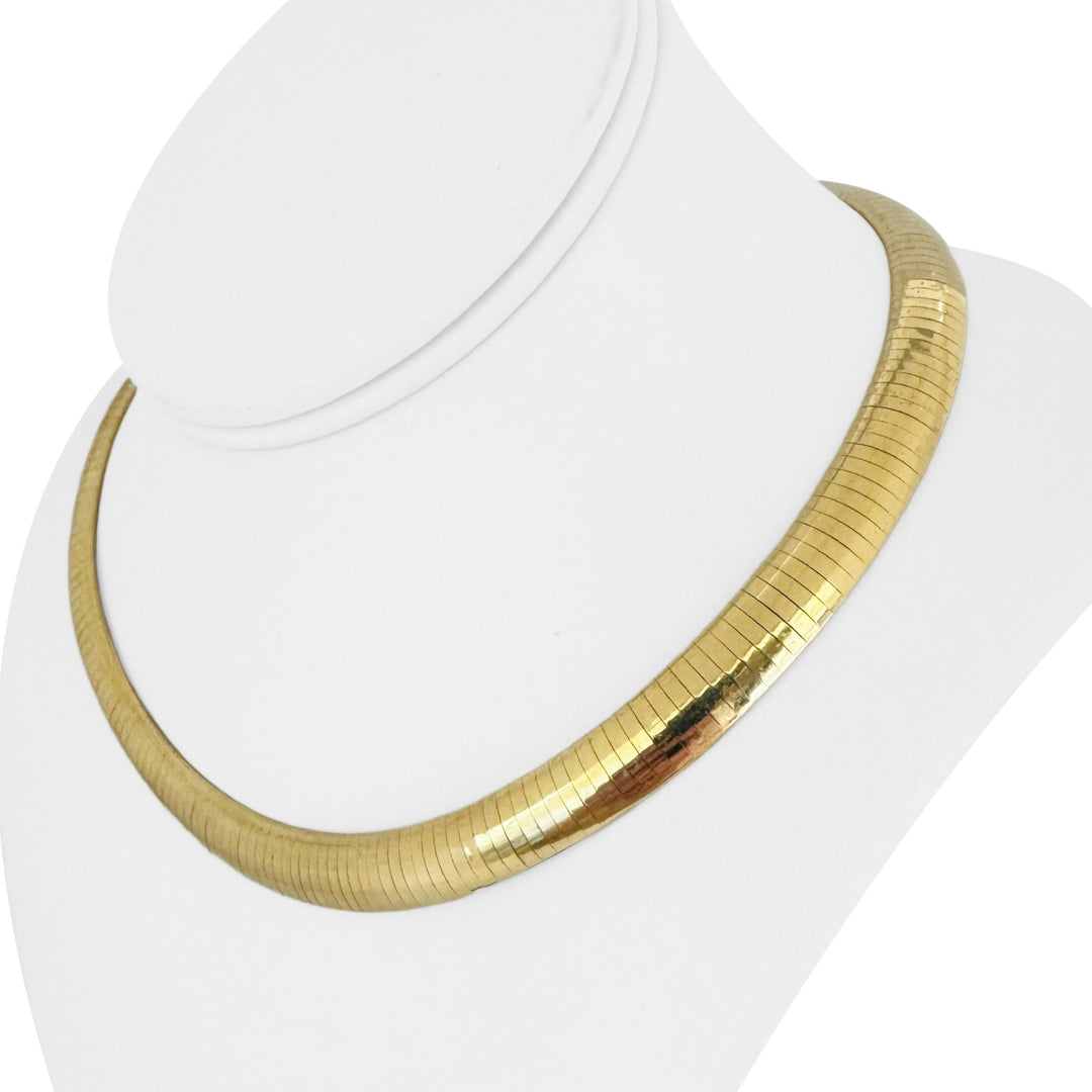 14k Yellow Gold 59.7g Solid Heavy 10mm Omega Link Necklace Italy 17"